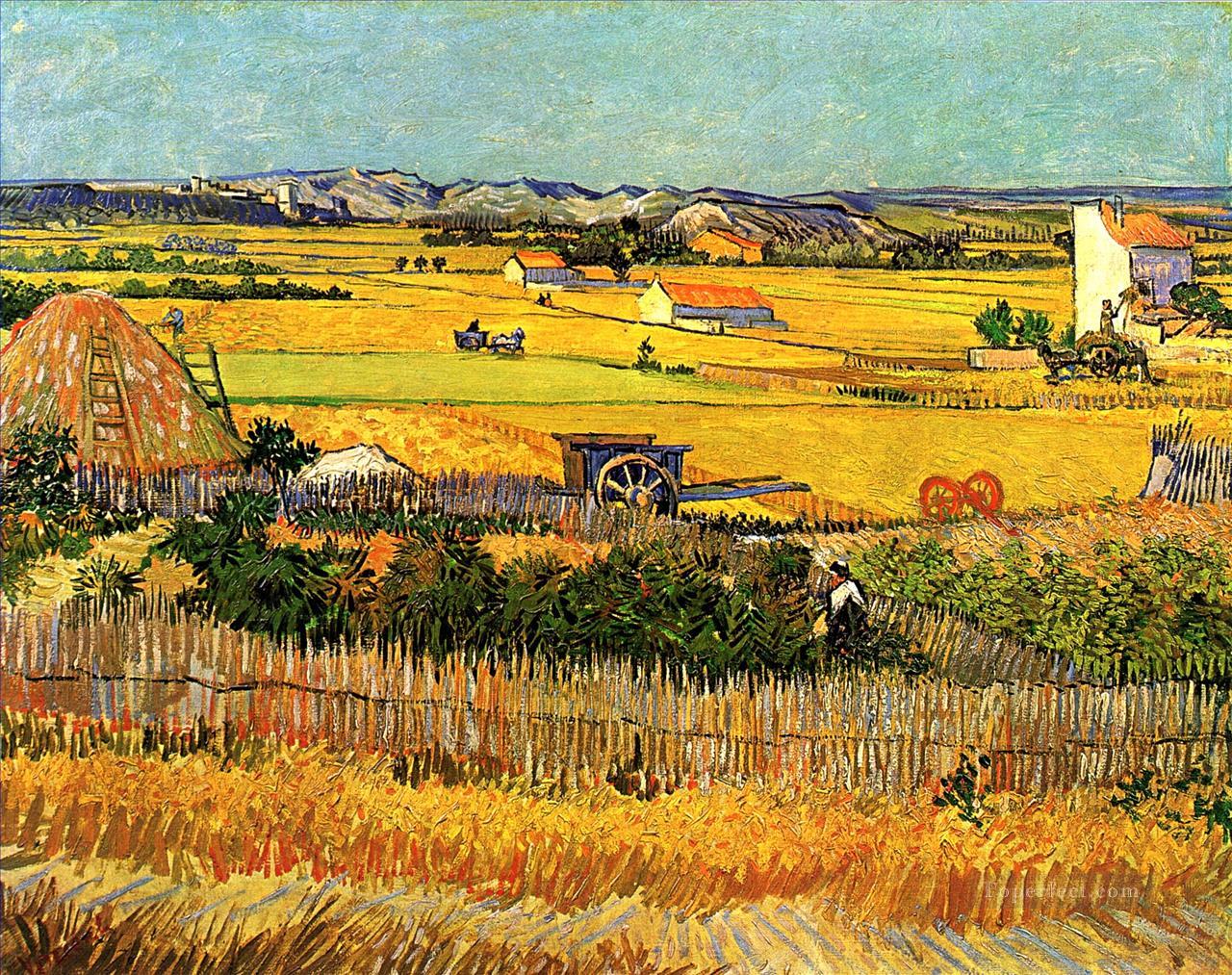 モンマジュールを背景にしたラ・クローの収穫 フィンセント・ファン・ゴッホ油絵